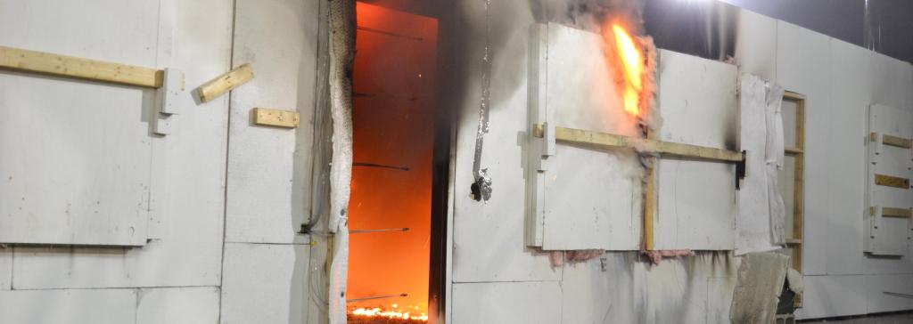 Fire inside door of metal structure
